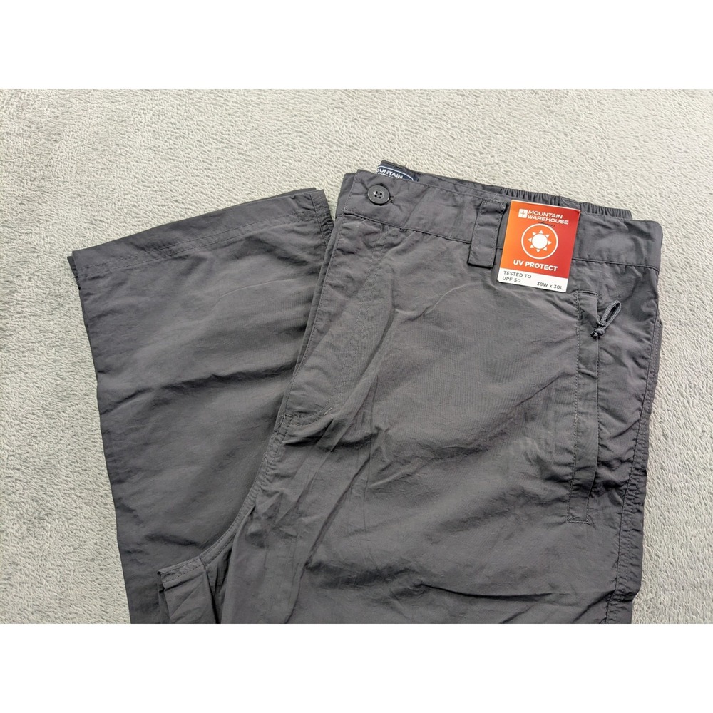 Mountain Warehouse Mens Explore Zip Off Trousers Grey Cargo Hiking Pants 38x30